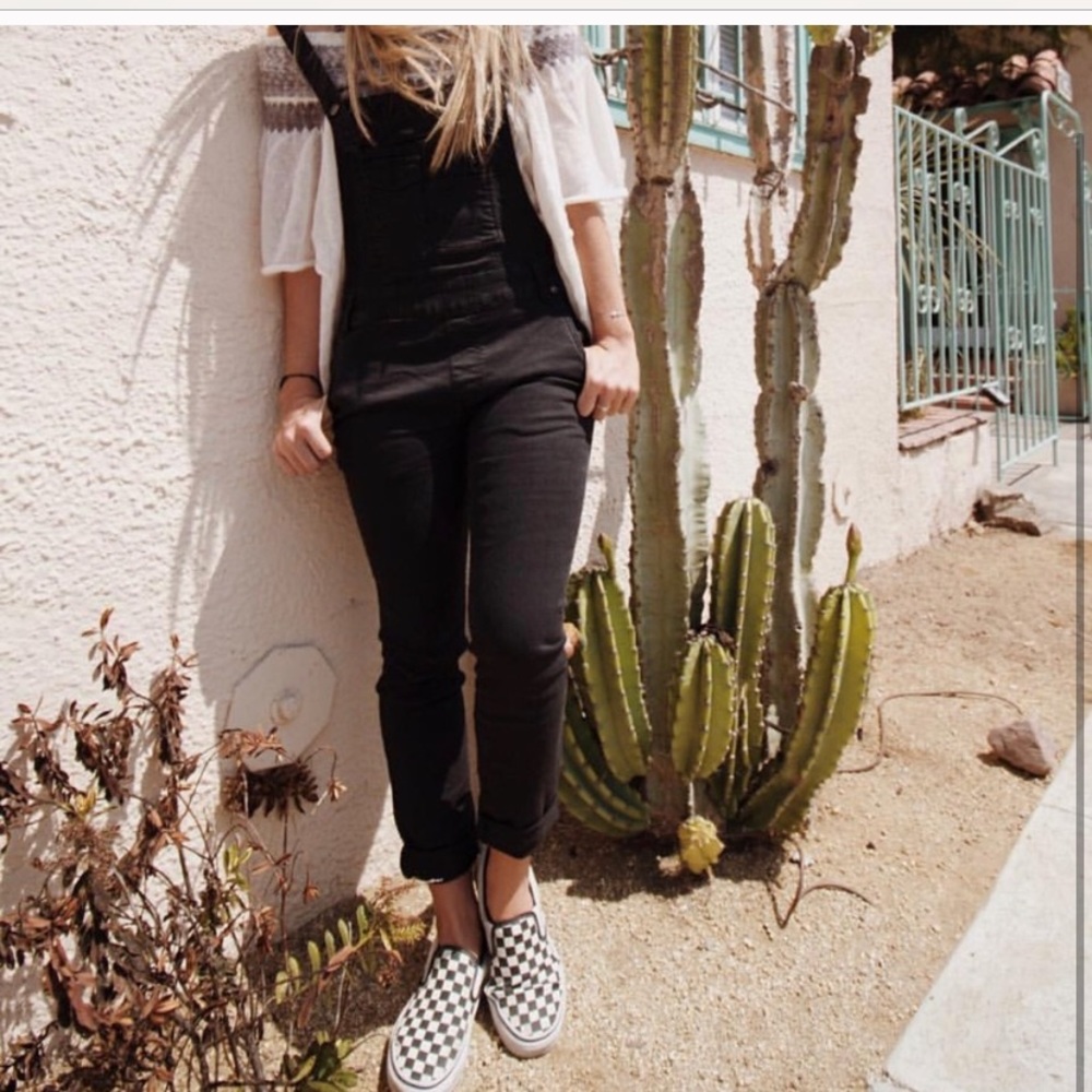 Free People Black Overalls